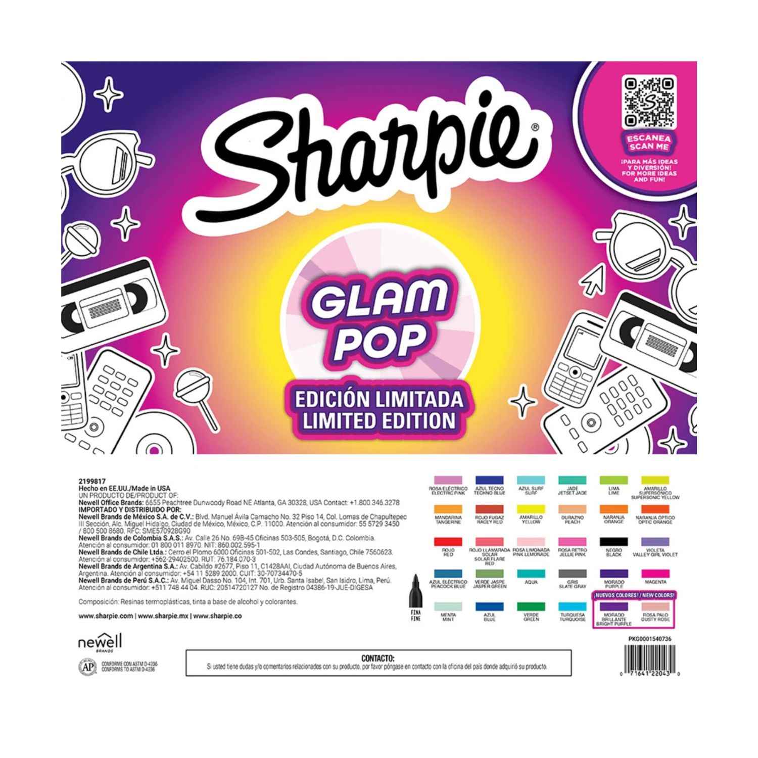 Marcadores Sharpie Glam Pop x30 - punta fina - Imagen 2