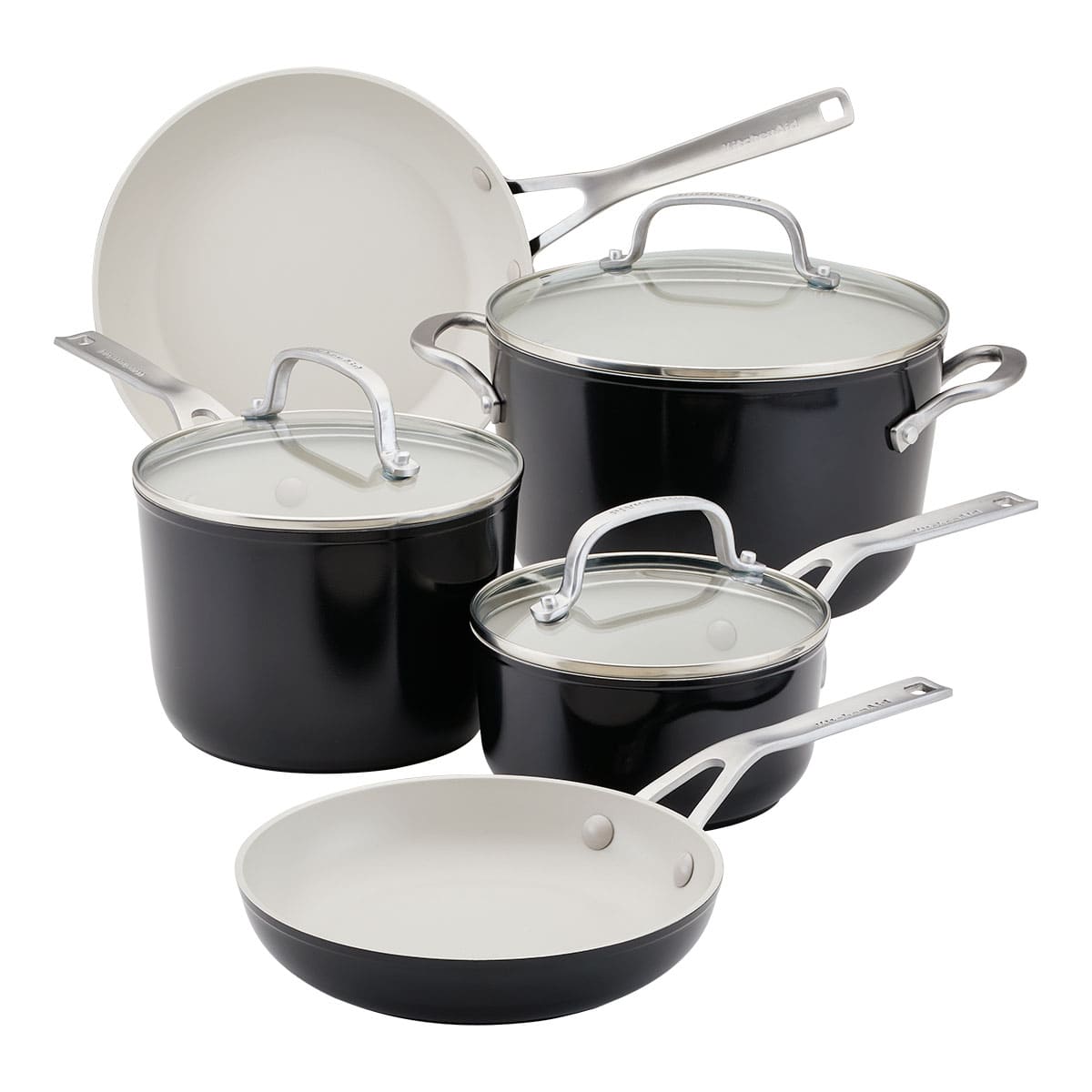 juego de ollas kitchenaid 8 piezas negro