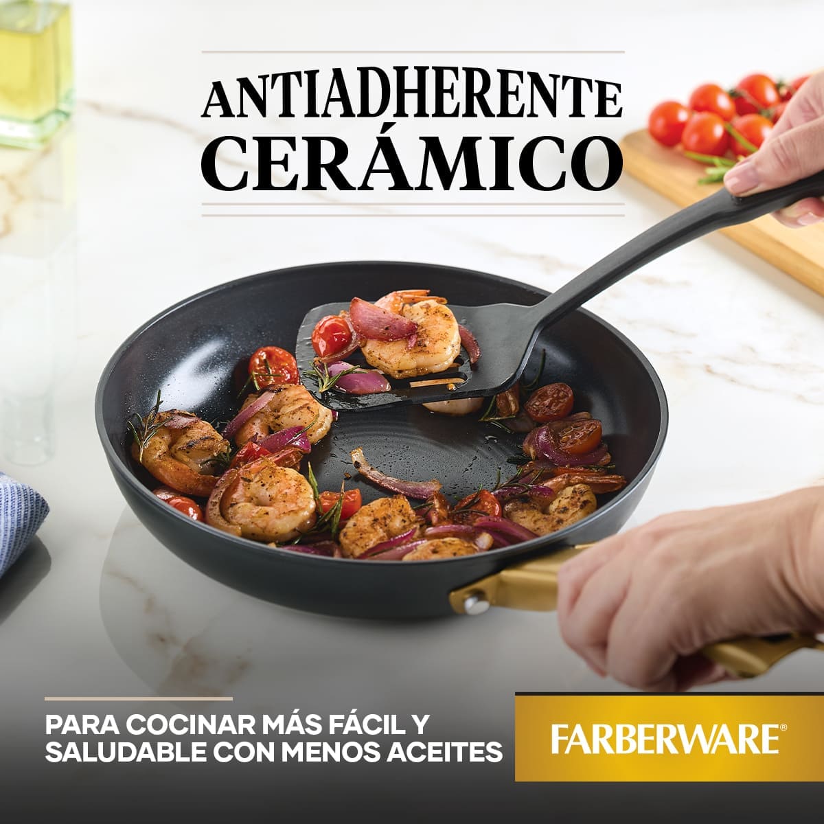 Sartén Farberware 25 cm antiadherente cerámico de aluminio forjado - inducción - Imagen 6