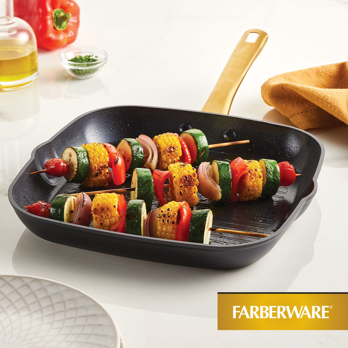 Plancha grill Farberware 27 cm antiadherente cerámico en aluminio forjado - inducción - Imagen 11