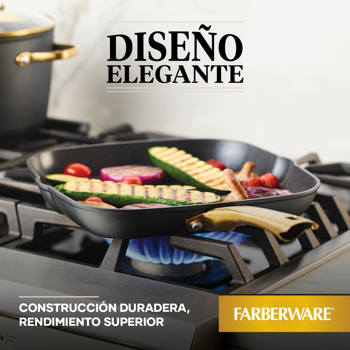 Plancha grill Farberware 27 cm antiadherente cerámico en aluminio forjado - inducción - Imagen 6