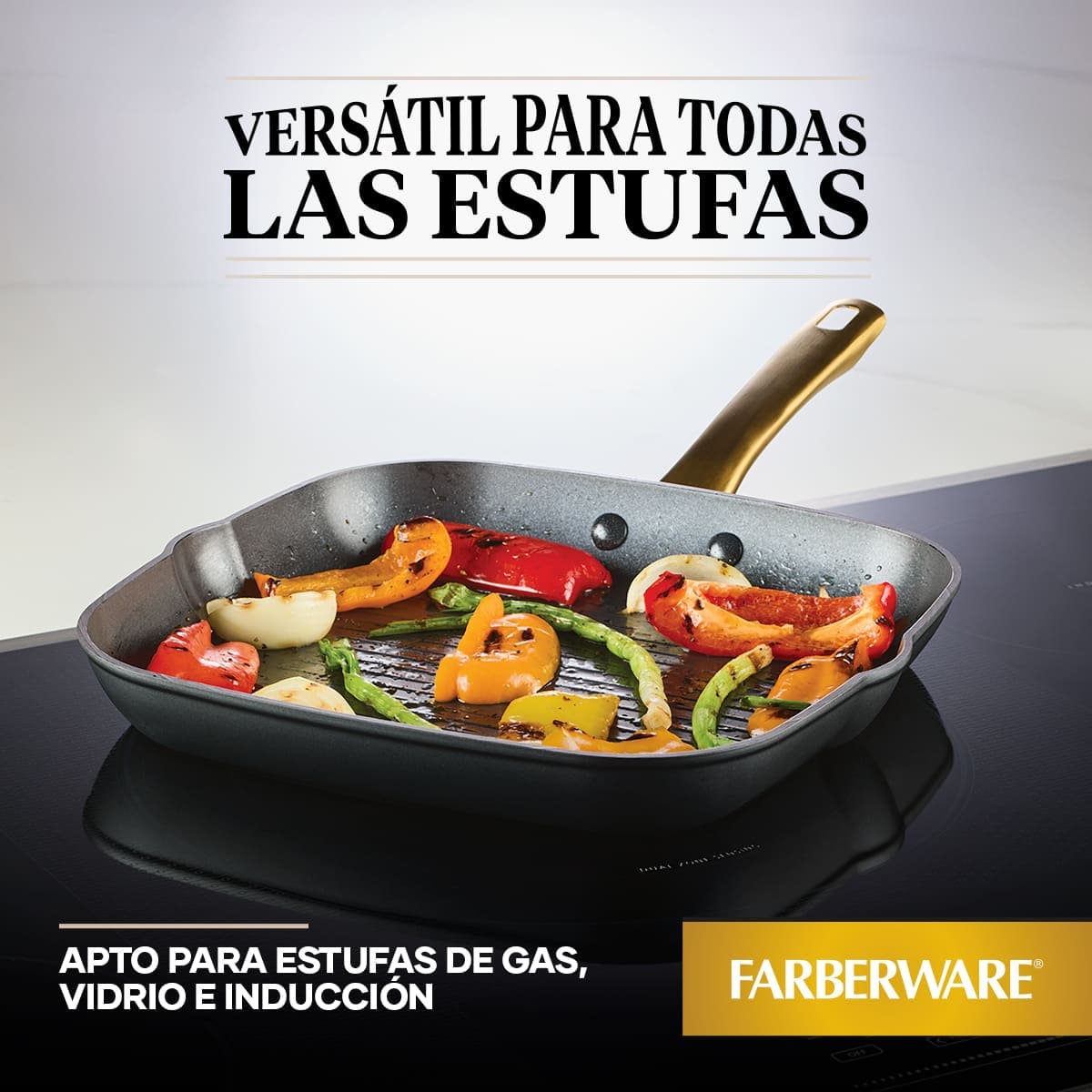 Plancha grill Farberware 27 cm antiadherente cerámico en aluminio forjado - inducción - Imagen 9