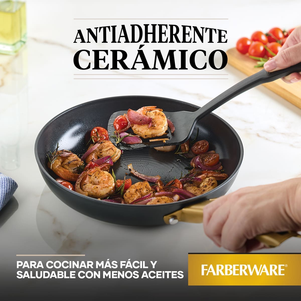 Juego de ollas Farberware 8 piezas antiadherente cerámico en aluminio forjado - inudcción - Imagen 8