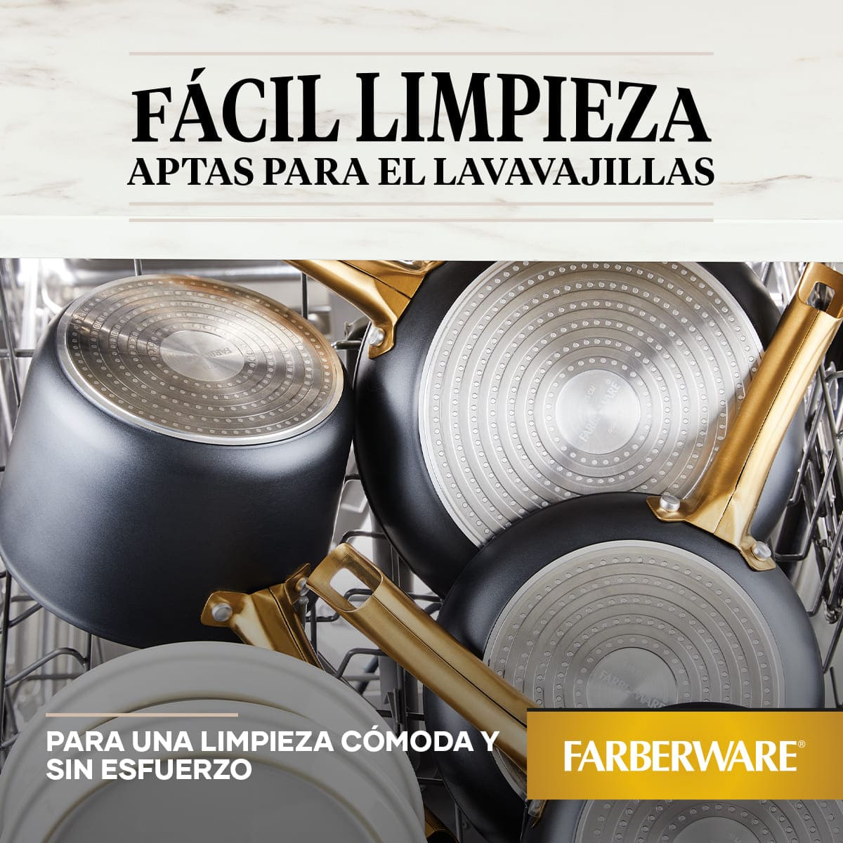 Juego de ollas Farberware 8 piezas antiadherente cerámico en aluminio forjado - inudcción - Imagen 11