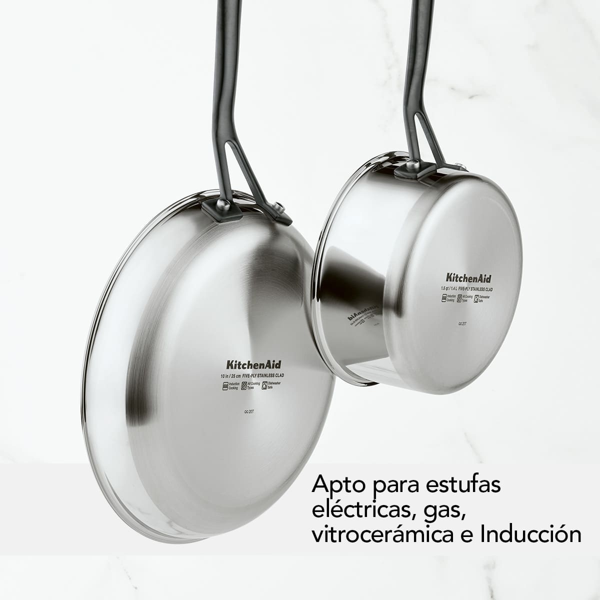 Juego de ollas KitchenAid 10 piezas - 5 ply, acero inoxidable - Imagen 9