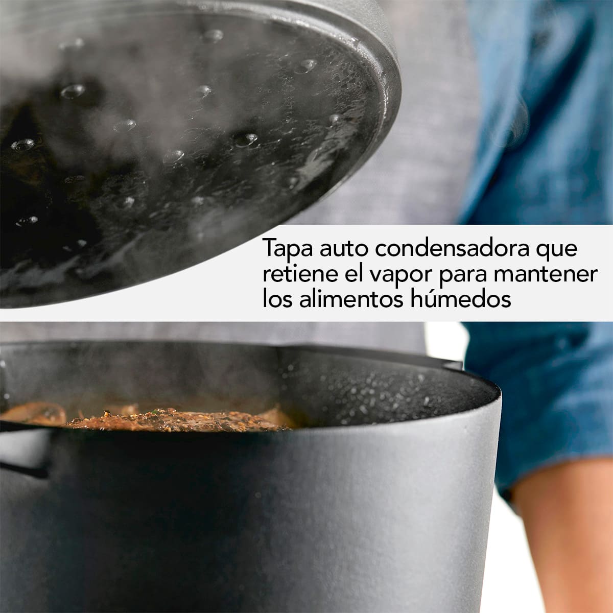 Olla KitchenAid tipo horno holandés negro de 5.7 L de hierro fundido esmaltado - Imagen 9