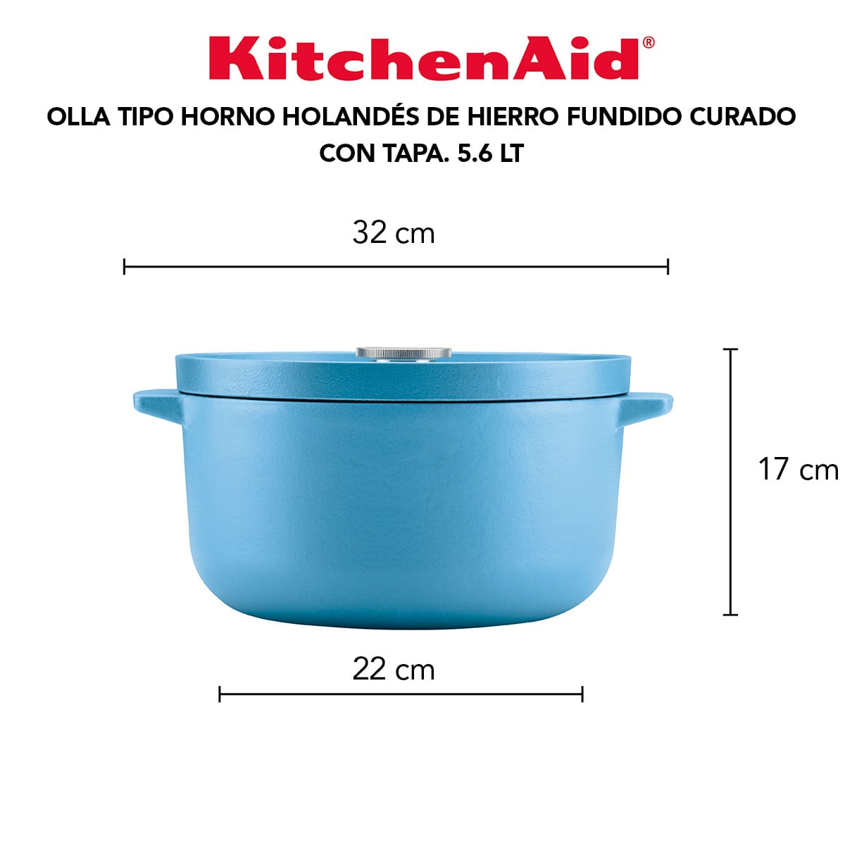 Olla KitchenAid tipo horno holandés azul de 5.7 L de hierro fundido esmaltado - Imagen 7