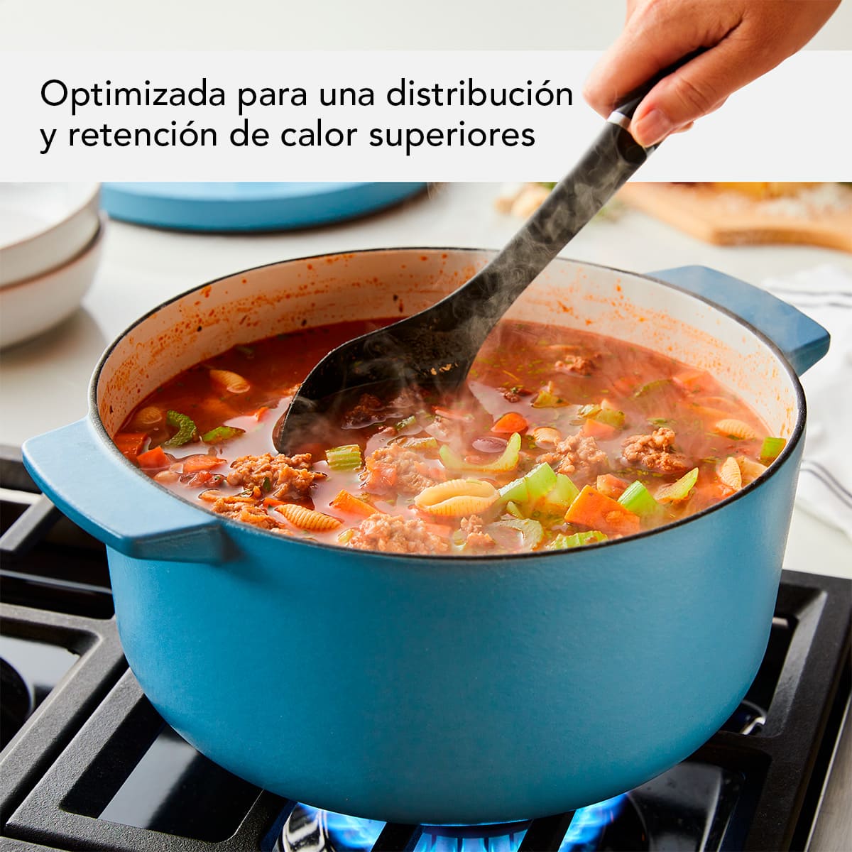 Olla KitchenAid tipo horno holandés azul de 5.7 L de hierro fundido esmaltado - Imagen 8