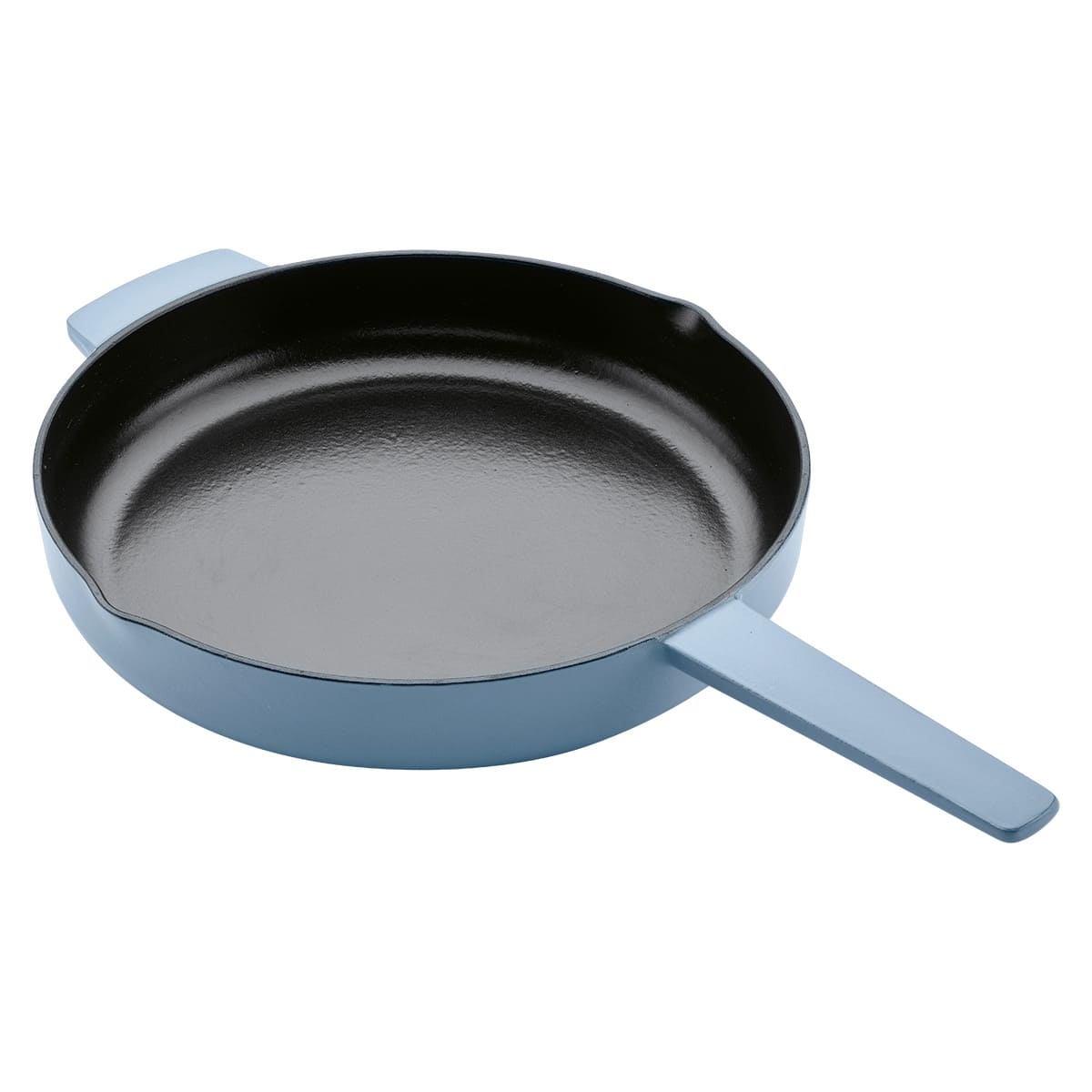 Sartén KitchenAid 30 cm de hierro fundido esmaltado con asas y picos vertederos - azul - Imagen 2