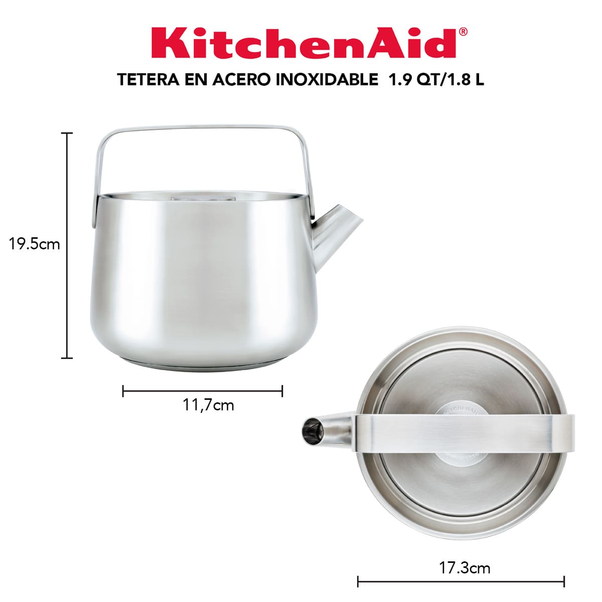 Tetera KitchenAid 1.9 L acero inoxidable esmaltado para inducción - Imagen 2