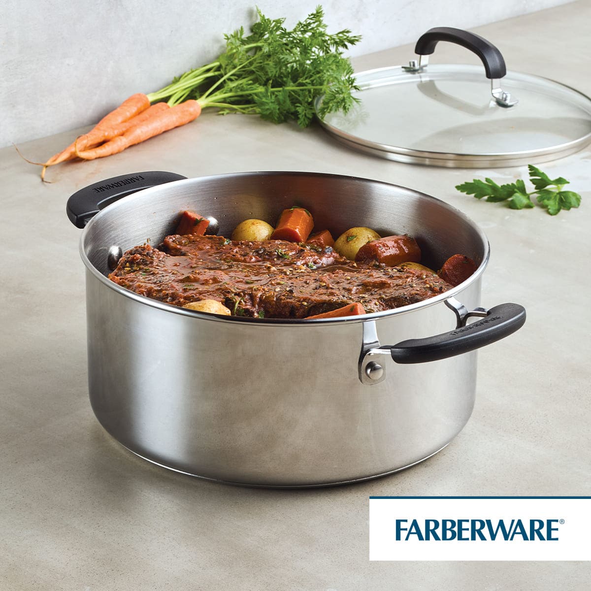 Olla Farberware 24 cm de acero inoxidable con tapa de vidrio templado - Imagen 11