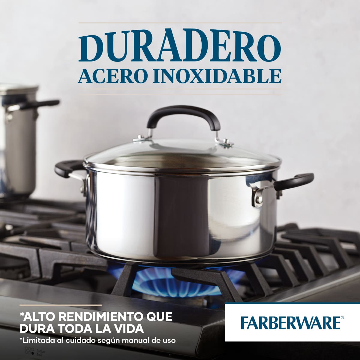 Olla Farberware 24 cm de acero inoxidable con tapa de vidrio templado - Imagen 6