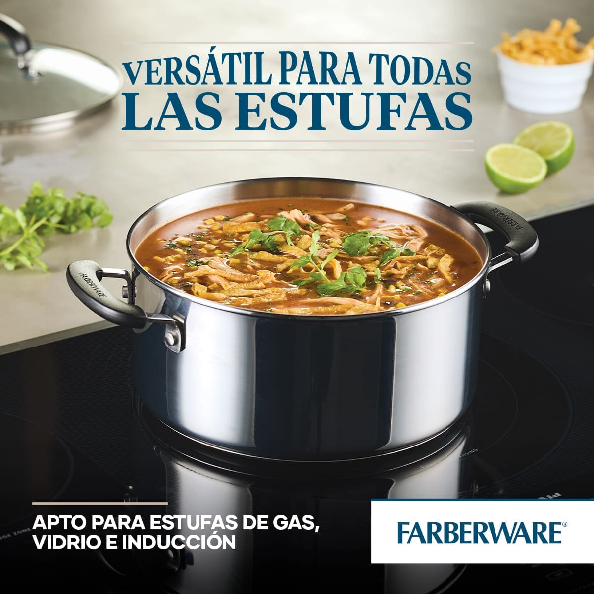 Olla Farberware 24 cm de acero inoxidable con tapa de vidrio templado - Imagen 9