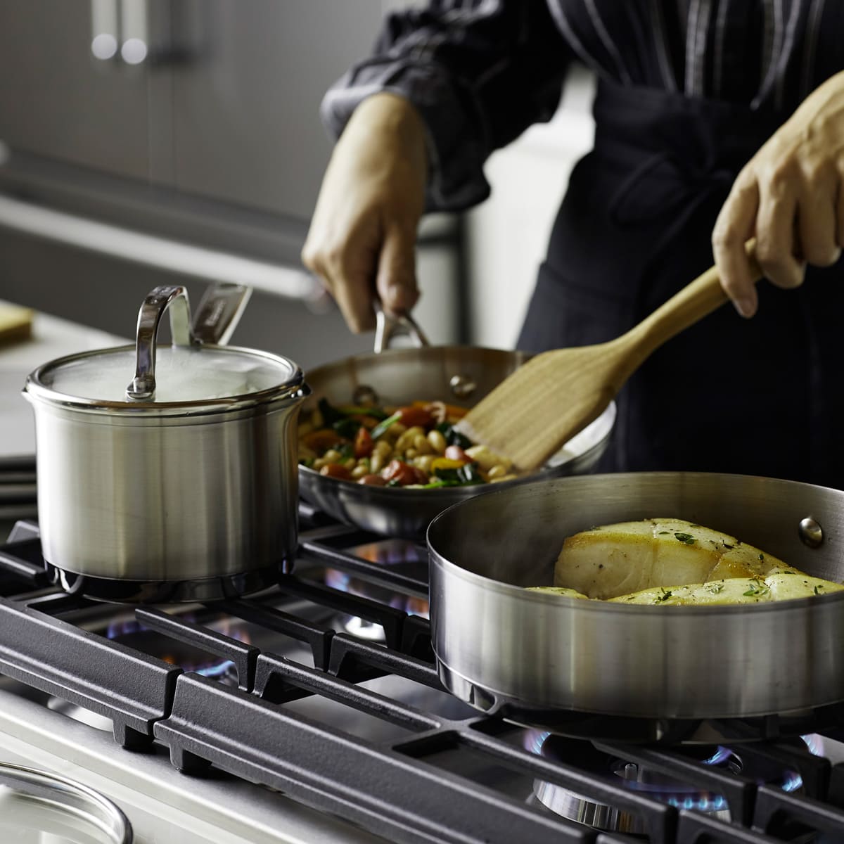 Juego de ollas KitchenAid 11 piezas 3 Ply - placa de inducción y acero inoxidable - Imagen 9