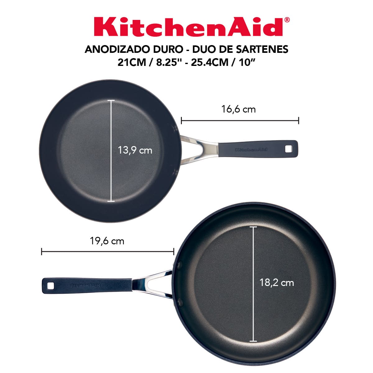 Set de sartenes KitchenAid 21 y 25 cm - anodizado duro, antiadherente - Imagen 4