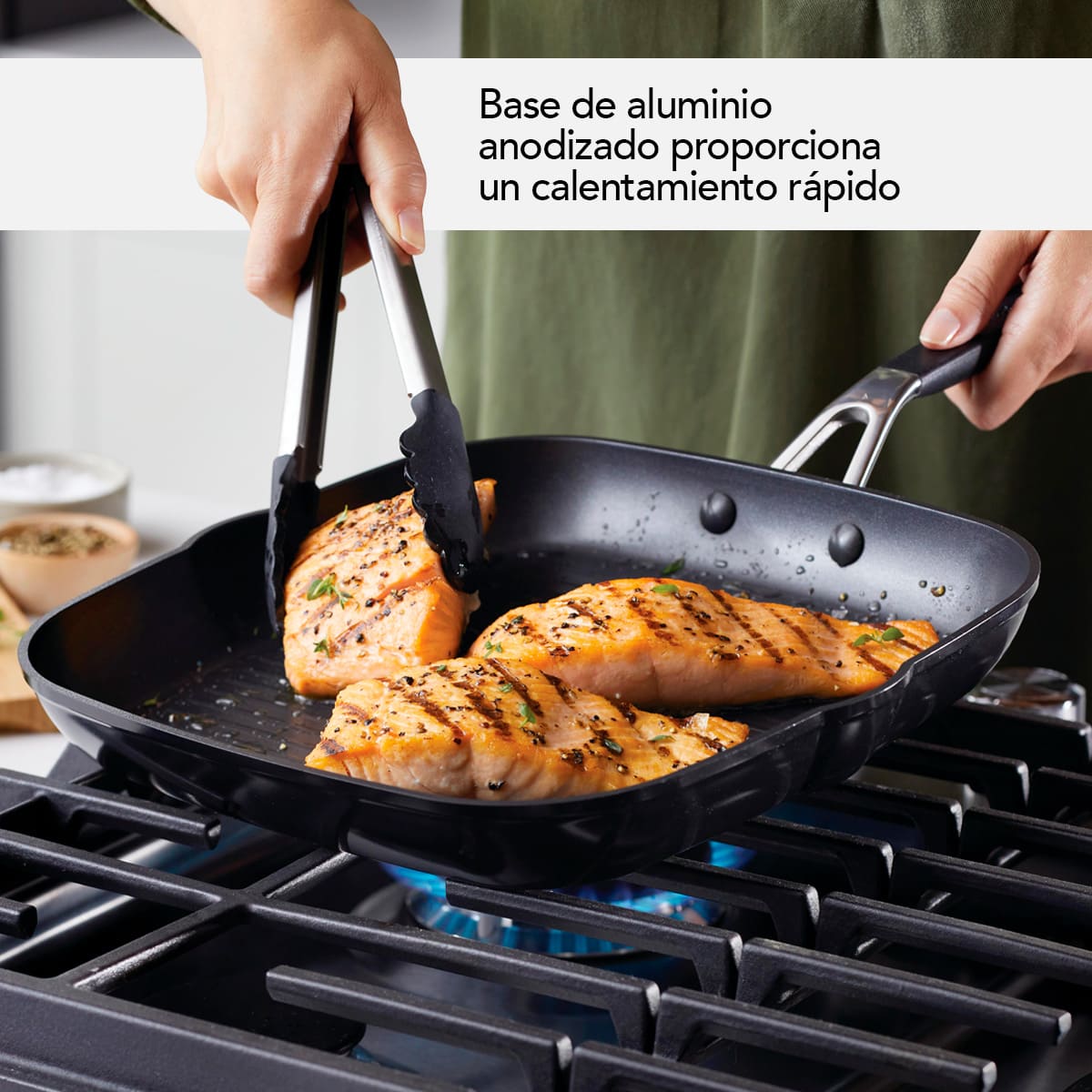 Plancha con grill KitchenAid 29 cm - anodizado duro, antiadherente - Imagen 5