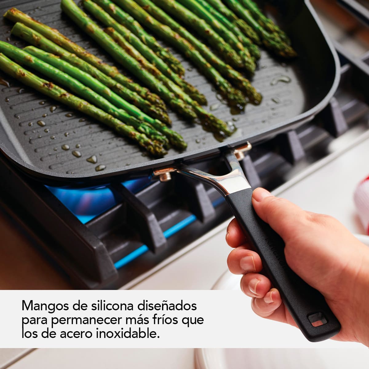 Plancha con grill KitchenAid 29 cm - anodizado duro, antiadherente - Imagen 6
