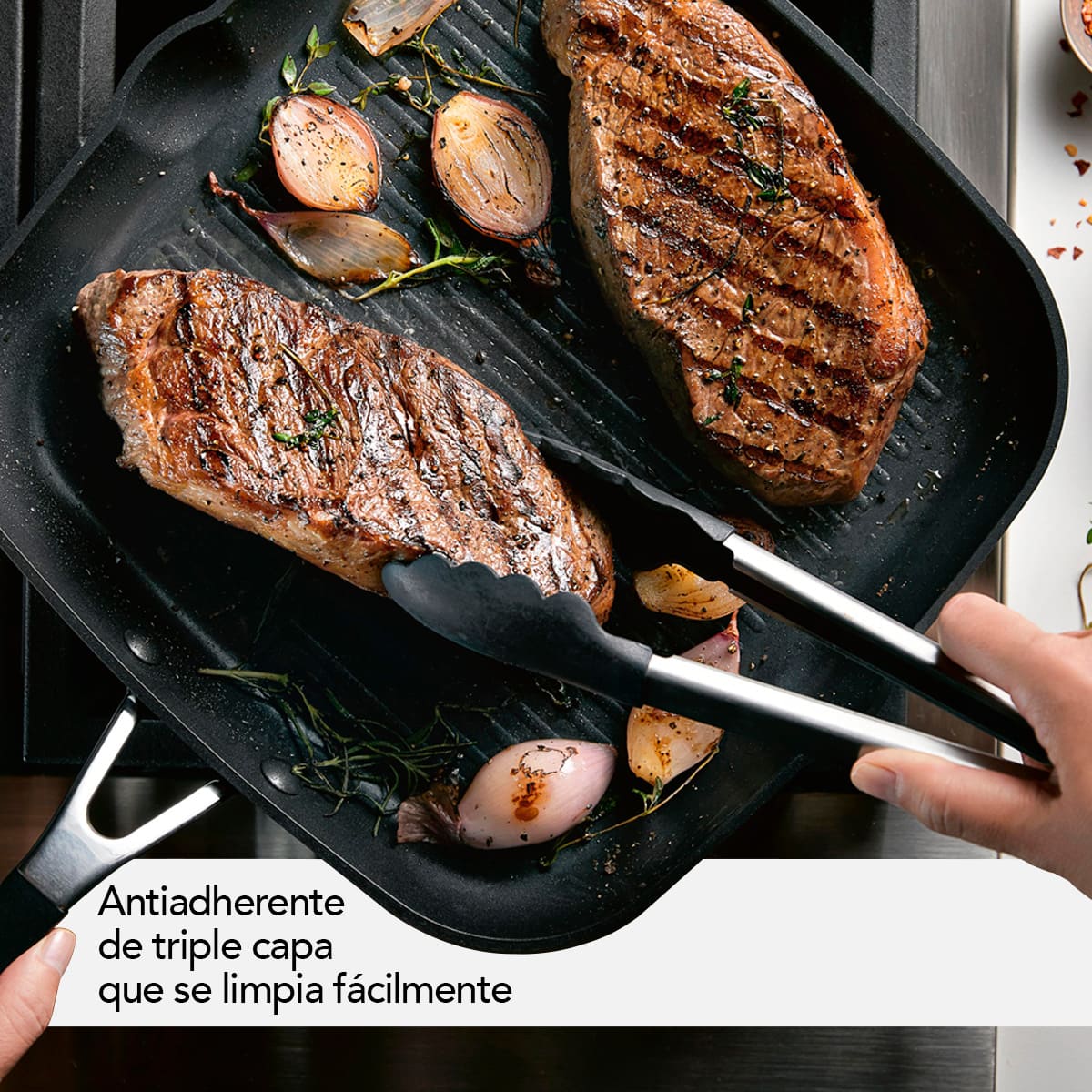 Plancha con grill KitchenAid 29 cm - anodizado duro, antiadherente - Imagen 7