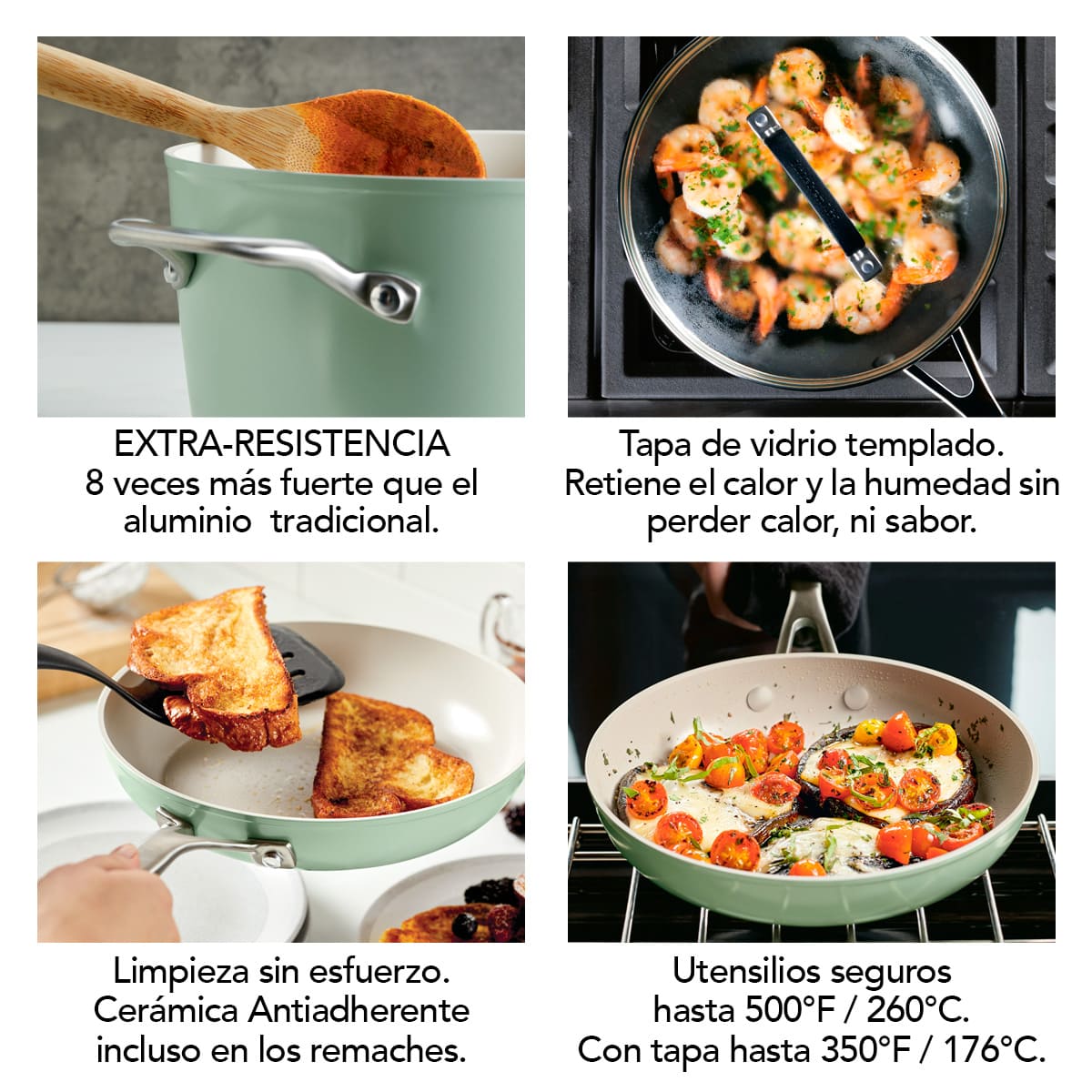 Juego de ollas KitchenAid 10 piezas antiadherente - cerámico anodizado verde - Imagen 5