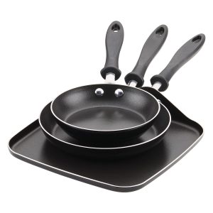 set de sartenes y plancha farberware 18, 22 y 28 cm