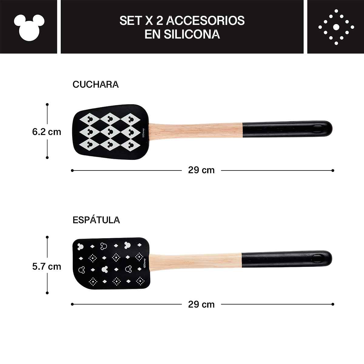 Set de utensilios de silicona Disney Home Monochrome 2 piezas - Imagen 2