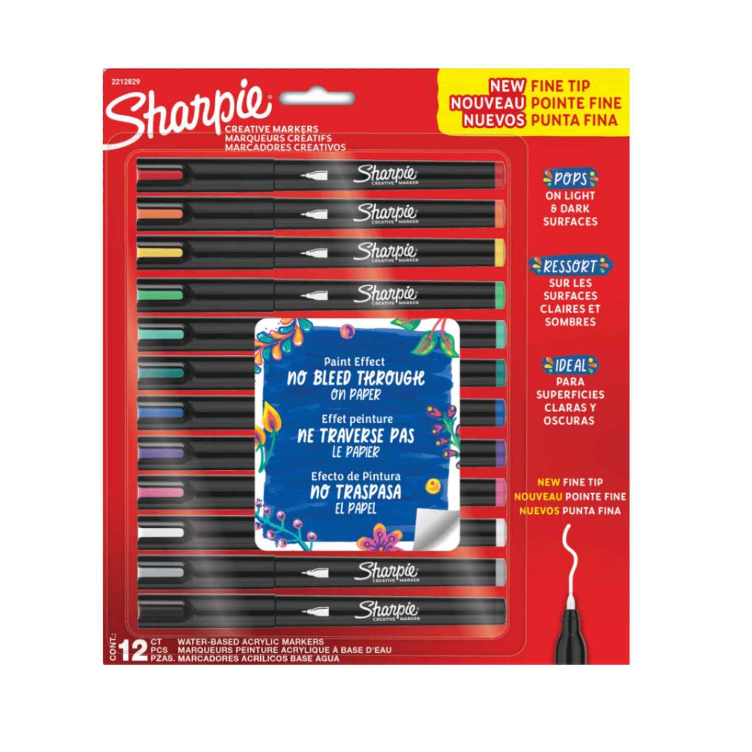 marcadores acrilicos sharpie punta fina multicolor x12